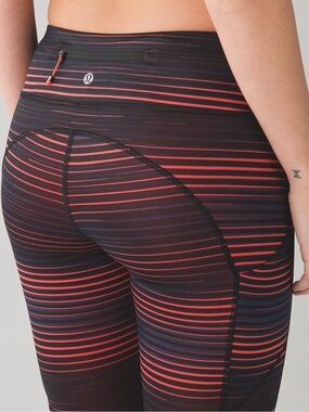 lululemon athletica Striped High-Rise Performance Leggings - Black & Red